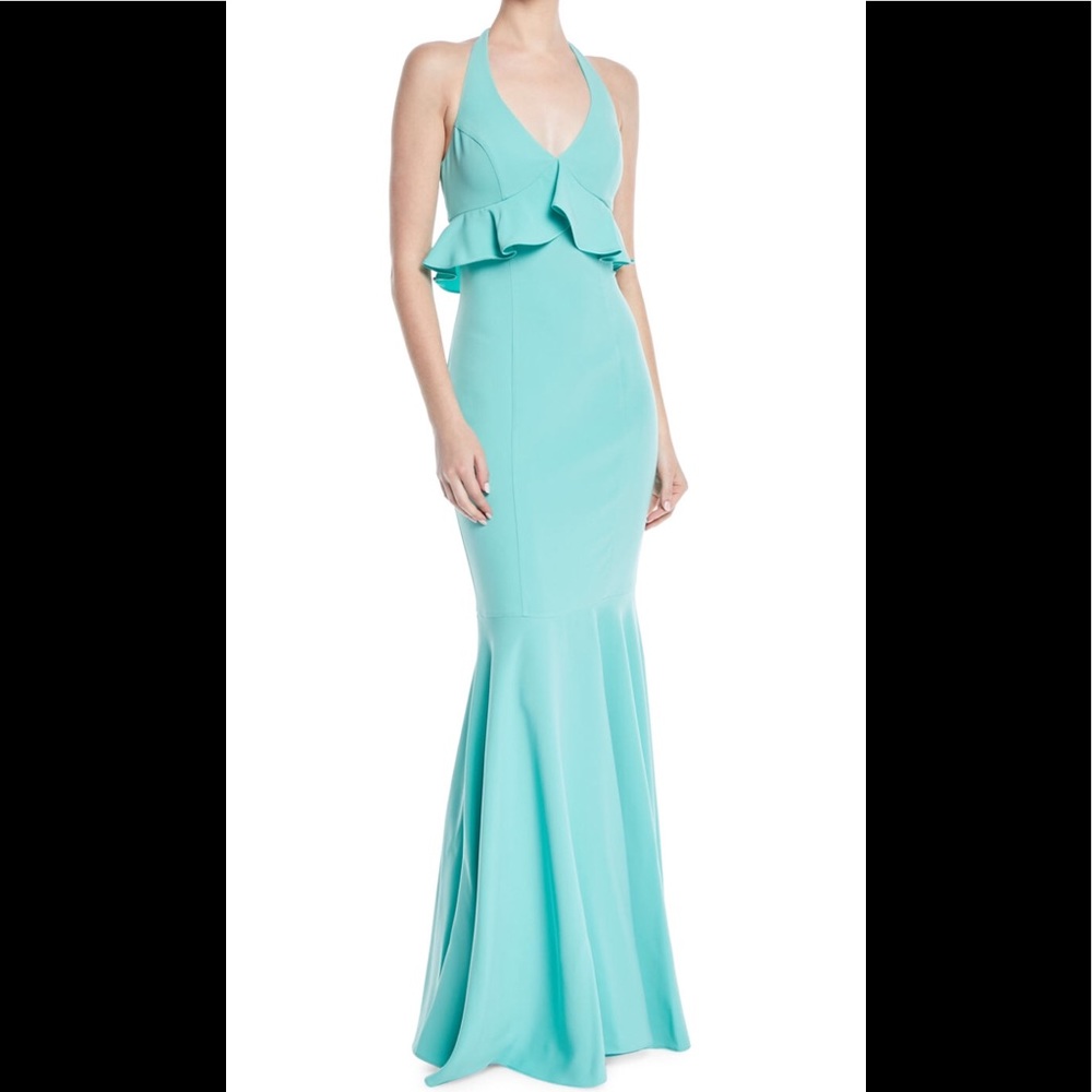Likely Eden Halter Ruffle-Bodice Mermaid Gown